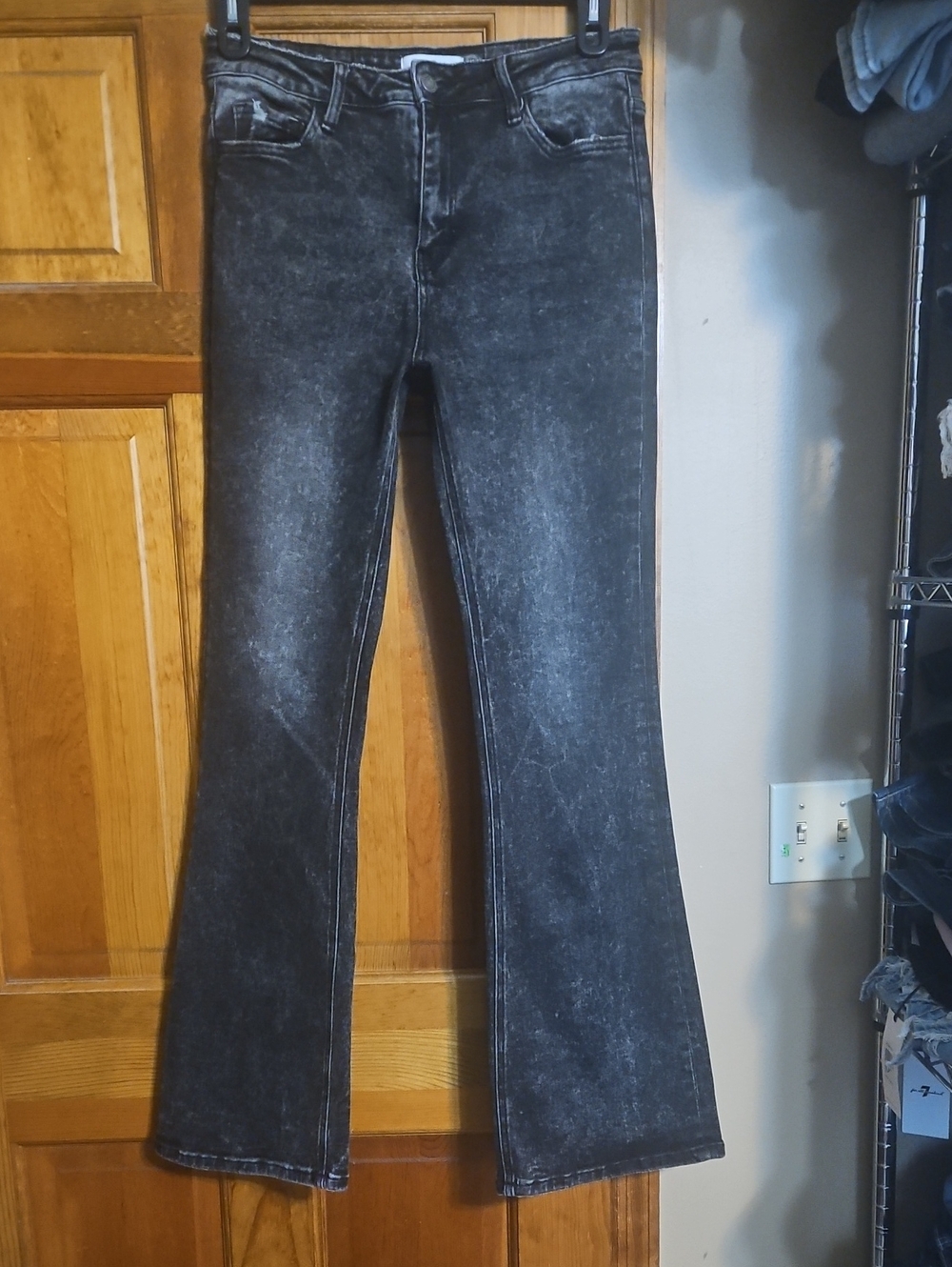 Vervet High-Rise Acid Washed Black Flare Distressed Jeans - Picture 4 of 11